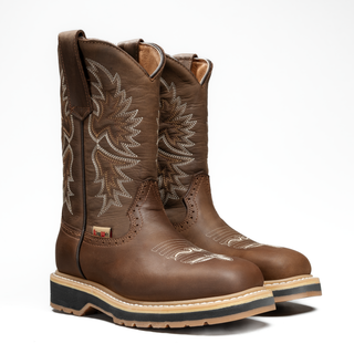 King Welt Square Leather Work Boots for Women