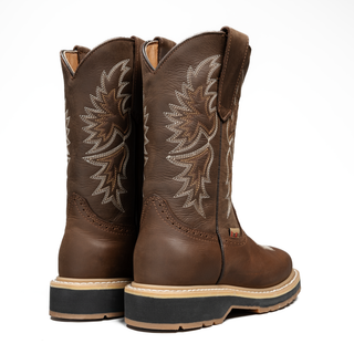 King Welt Square Leather Work Boots for Women