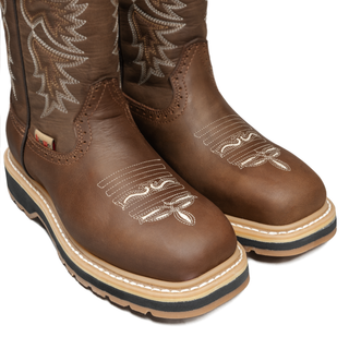 King Welt Square Leather Work Boots for Women