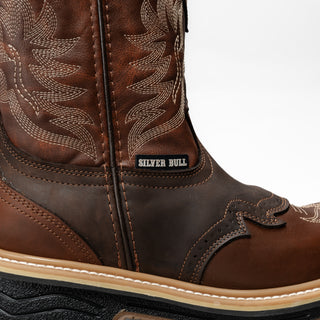 Silver Bull Western Steel Toe Leather Round Toe Work Boots