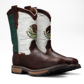 KW5006 Leather Square Toe Mexican Flag Work Boot